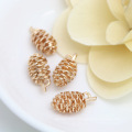 Gold Plated Copper Necklace Pendant DIY Accessory Pinecone Charms Jewelry